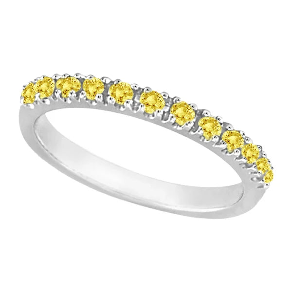 Yellow Canary Lab  Diamond Stackable Ring Anniversary Band Palladium 0.25ct