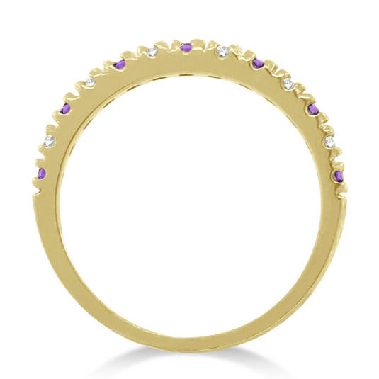 Diamond and Amethyst Band Stackable Ring Guard 14k Yellow Gold (0.32ct)
