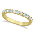 Diamond & Aquamarine Ring Guard Stackable Band 14k Yellow Gold (0.32ct)