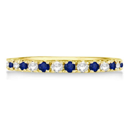Lab Diamond & Lab Blue Sapphire Ring Anniversary Band 14k Yellow Gold (0.32ct)