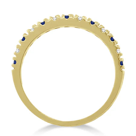 Lab Diamond & Lab Blue Sapphire Ring Anniversary Band 14k Yellow Gold (0.32ct)