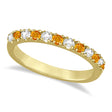 Diamond and Citrine Ring Guard Stackable Band 14k Yellow Gold (0.32ct)