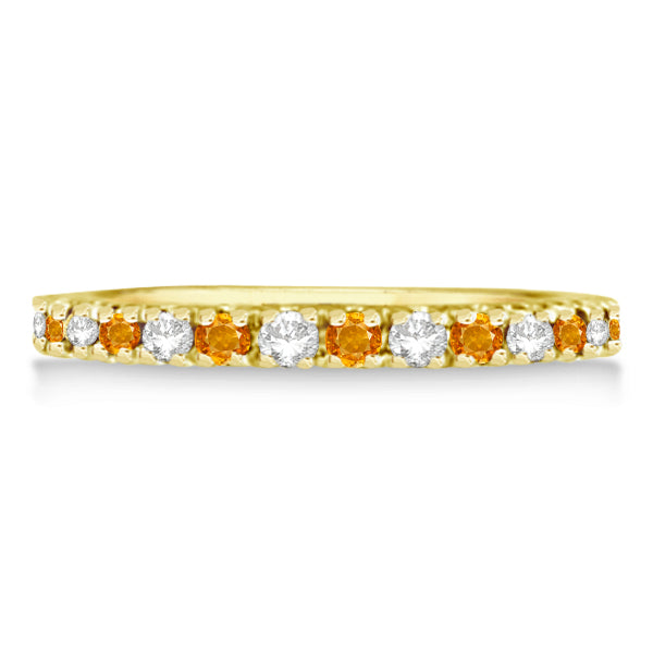 Diamond and Citrine Ring Guard Stackable Band 14k Yellow Gold (0.32ct)