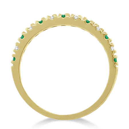 Lab Diamond and Lab Emerald Band Stackable Ring Guard 14k Yellow Gold (0.32ct)