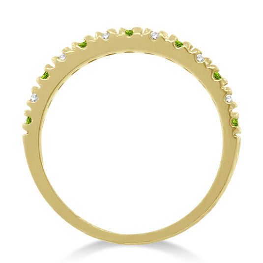Diamond and Peridot Ring Guard Stackable Band 14k Yellow Gold (0.32ct)