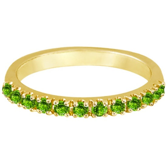 Peridot Stackable Band Anniversary Ring Guard 14k Yellow Gold (0.38ct)
