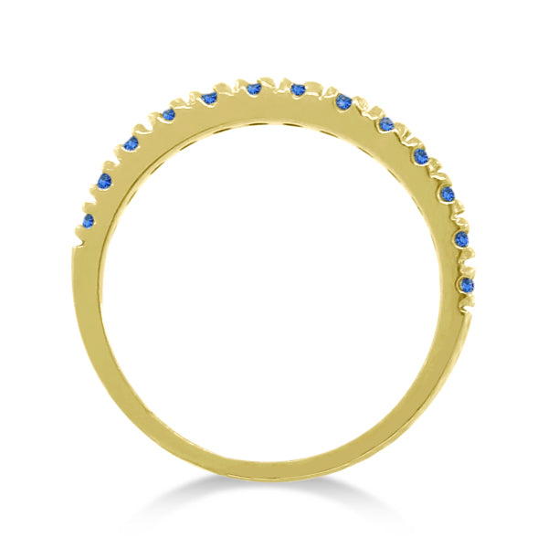 Blue Sapphire Stackable Ring Anniversary Band in 14k Yellow Gold (0.37ct)