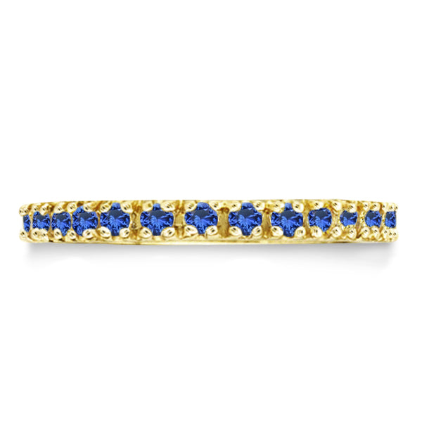 Blue Sapphire Stackable Ring Anniversary Band in 14k Yellow Gold (0.37ct)