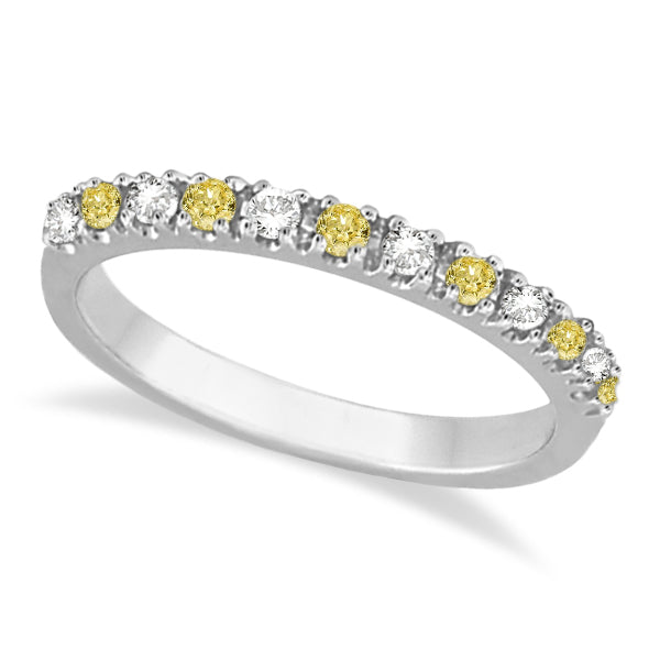 Yellow Canary & White Diamond Stackable Ring Band 14k Gold (0.25ct)