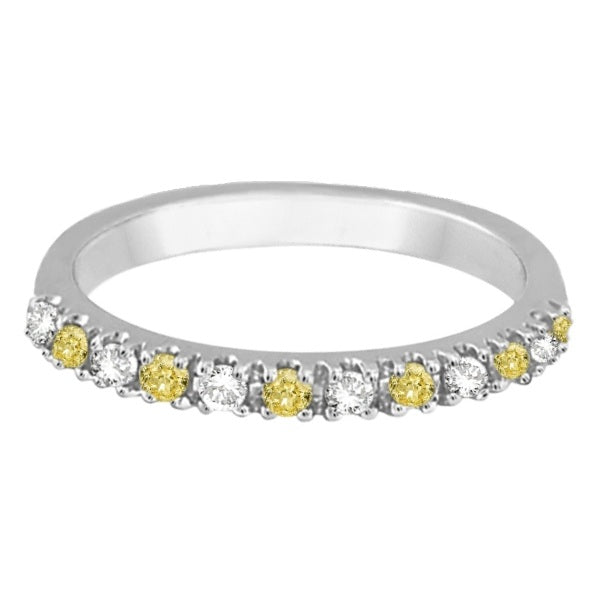 Yellow Canary & White Diamond Stackable Ring Band 14k Gold (0.25ct)