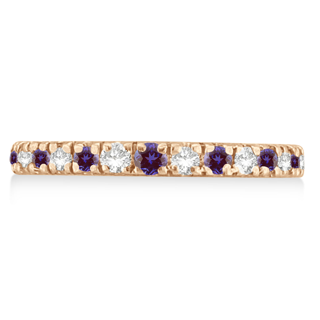 Lab Alexandrite & Diamond Eternity Stackable Ring Band 14K Rose Gold (0.75ct)