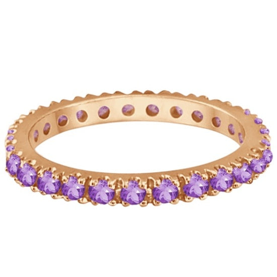 Amethyst Eternity Stackable Ring Band 14K Rose Gold (0.75ct)