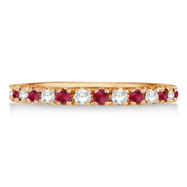 Diamond and Ruby Eternity Band Stackable Ring 14K Rose Gold (0.51ct)