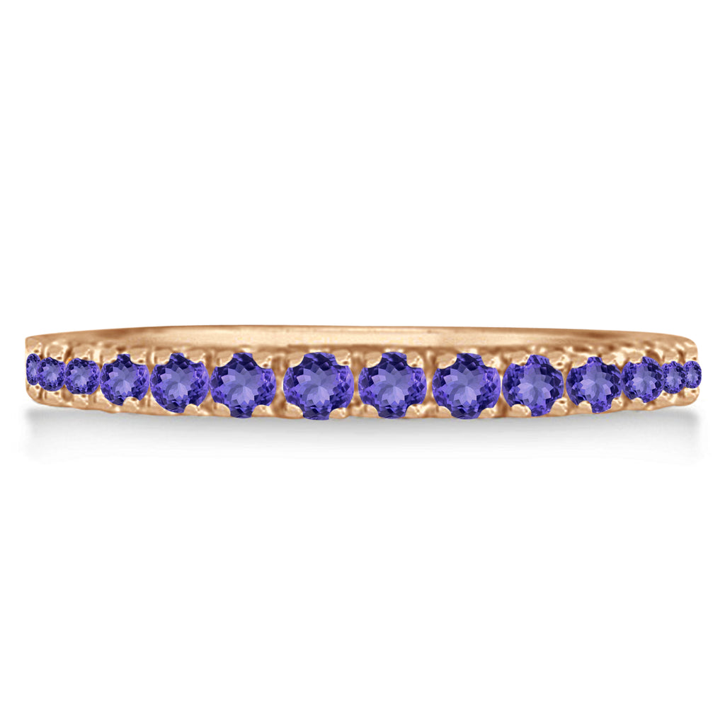 Tanzanite Eternity Stackable Ring Band 14K Rose Gold (0.75ct)