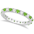 Diamond & Tzavorite Eternity Ring Guard Band 14K White Gold (0.64ct)