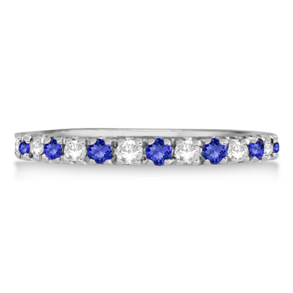Tanzanite & Diamond Eternity Stackable Ring Band 14K White Gold (0.75ct)