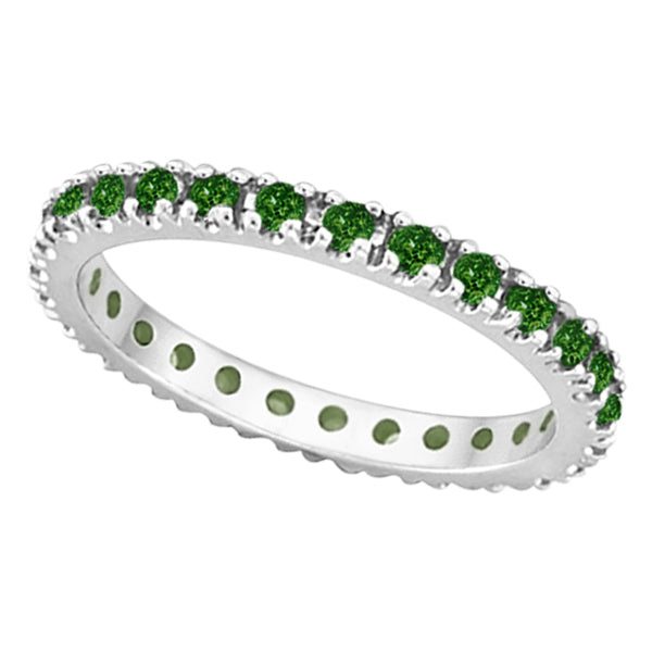 AFFY Emerald Cut CZ Eternity Ring – 14K White Gold Over Sterling Silver, Simulated Aquamarine - View #5