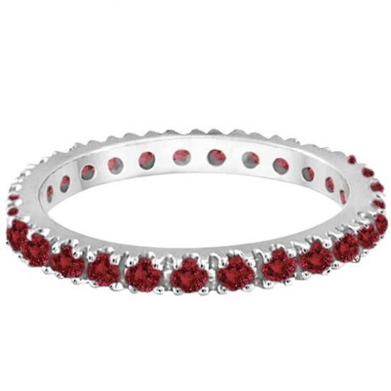 Ruby Eternity Band Stackable Ring 14K White Gold (0.50ct)