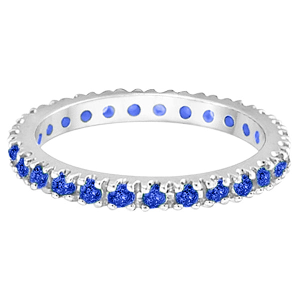 Blue Sapphire Eternity Stackable Band Wedding Ring Palladium (0.50ct)
