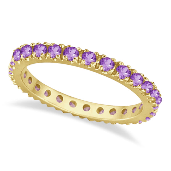 Amethyst Eternity Stackable Ring Band 14K Yellow Gold (0.75ct)
