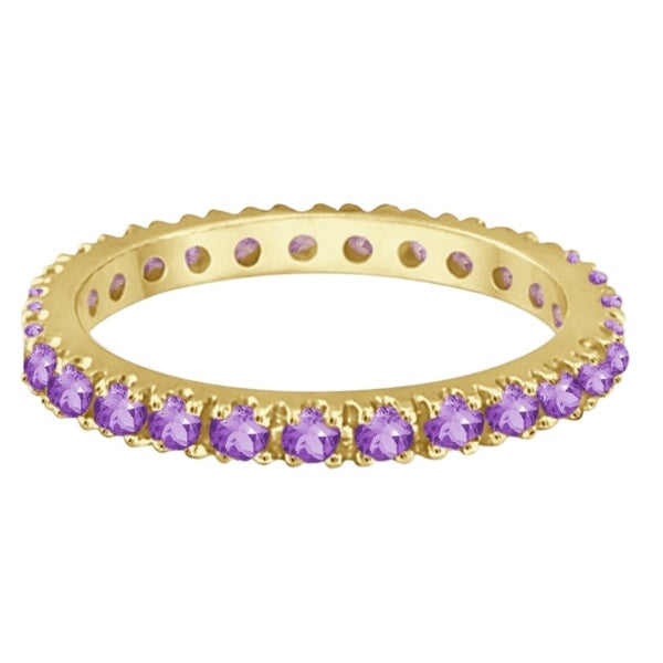 Amethyst Eternity Stackable Ring Band 14K Yellow Gold (0.75ct)
