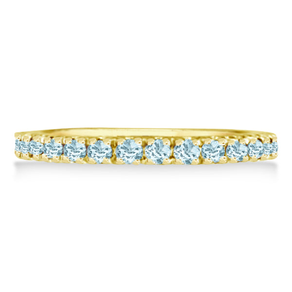 Aquamarine Eternity Stackable Ring Guard Band 14K Yellow Gold (0.50ct) — straight-on alternate profile