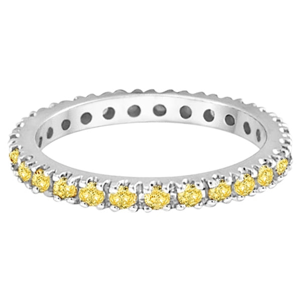 Fancy Yellow Canary Diamond Eternity Ring Band Palladium (0.51ct)