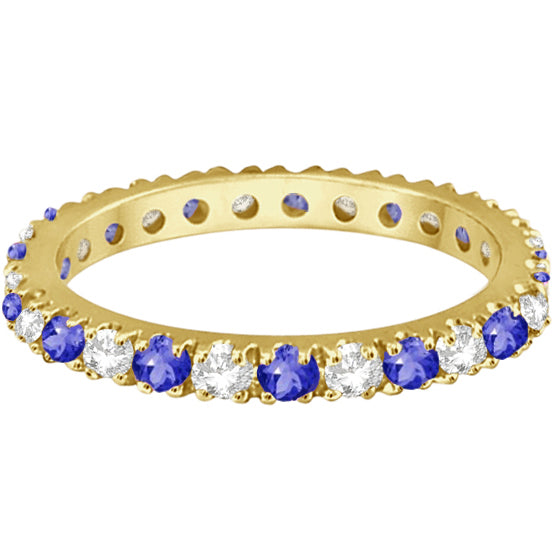 Tanzanite & Diamond Eternity Stackable Ring Band 14K Yellow Gold (0.75ct)