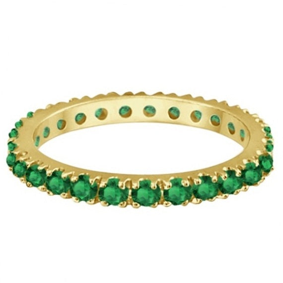 Emerald Eternity Stackable Ring Band 14K Yellow Gold (0.75ct)