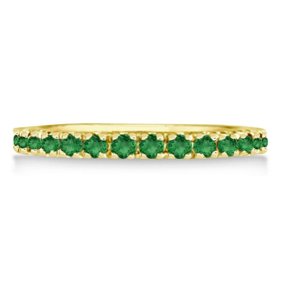 Emerald Eternity Stackable Ring Band 14K Yellow Gold (0.75ct)