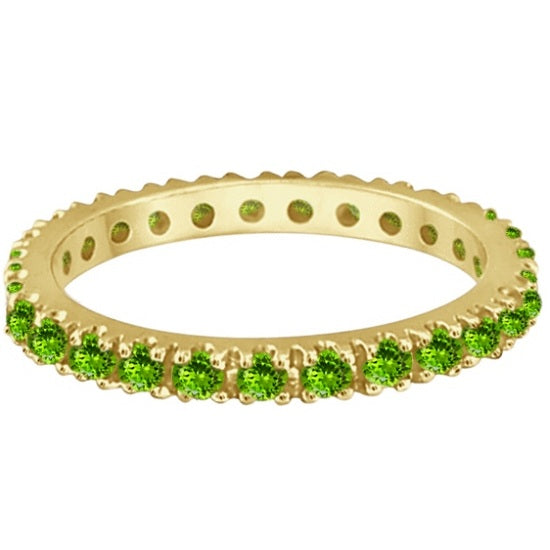 Peridot Eternity Stackable Ring Band 14K Yellow Gold (0.75ct)