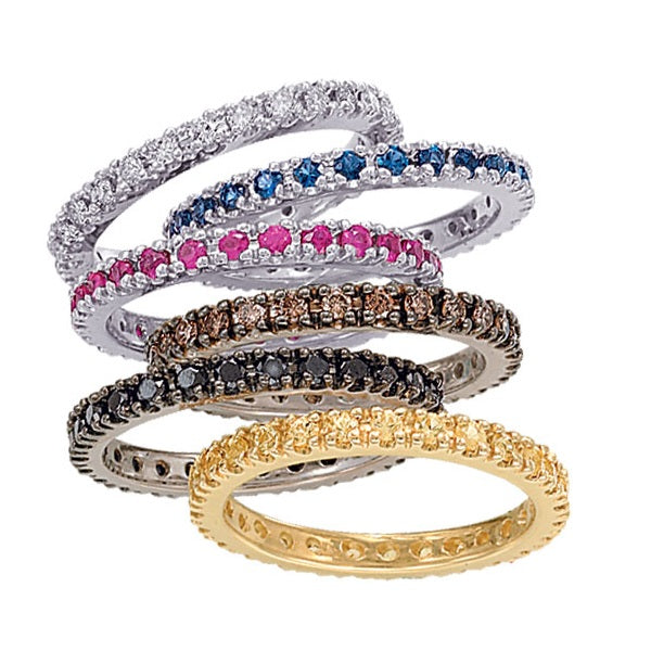 Blue Sapphire Eternity Band Anniversary Ring 14K Yellow Gold (0.50ct)