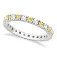 Fancy Yellow Canary & White Diamond Eternity Ring Band 14K White Gold (0.50ct)