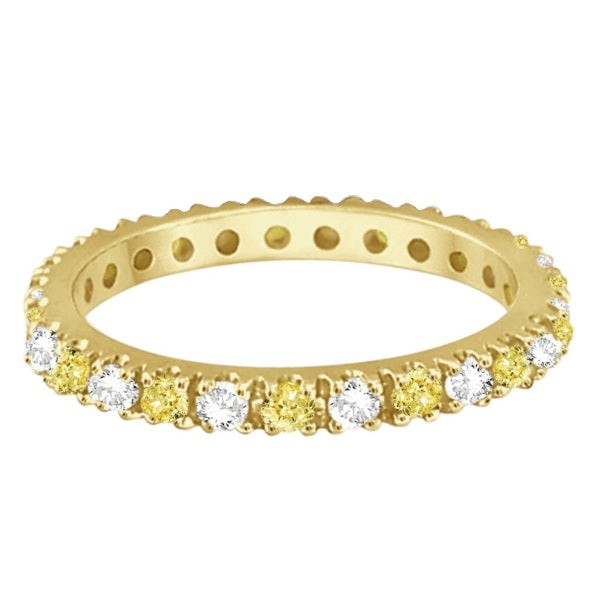 Fancy Yellow Canary & White Diamond Eternity Ring Band 14K Yellow Gold (0.50ct)