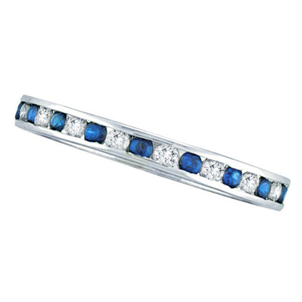 1.04ct Blue Sapphire & Diamond Channel Set Eternity Band Palladium