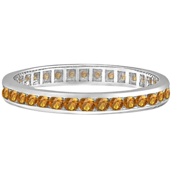 Citrine Channel-Set Eternity Ring Band 14k White Gold (1.04ct)