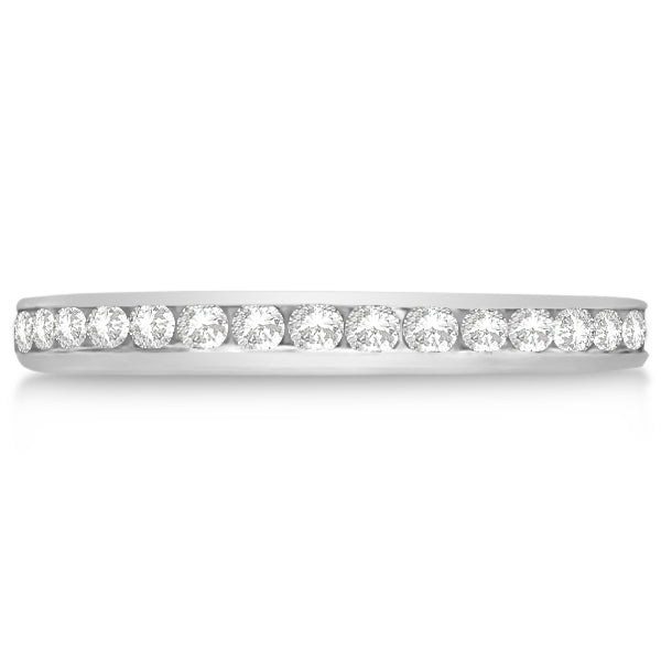 Channel Set Diamond Eternity Ring Band 14k White Gold (1.00 ct)