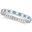 Blue Topaz & Diamond Channel-Set Eternity Ring 14k White Gold (1.04ct)