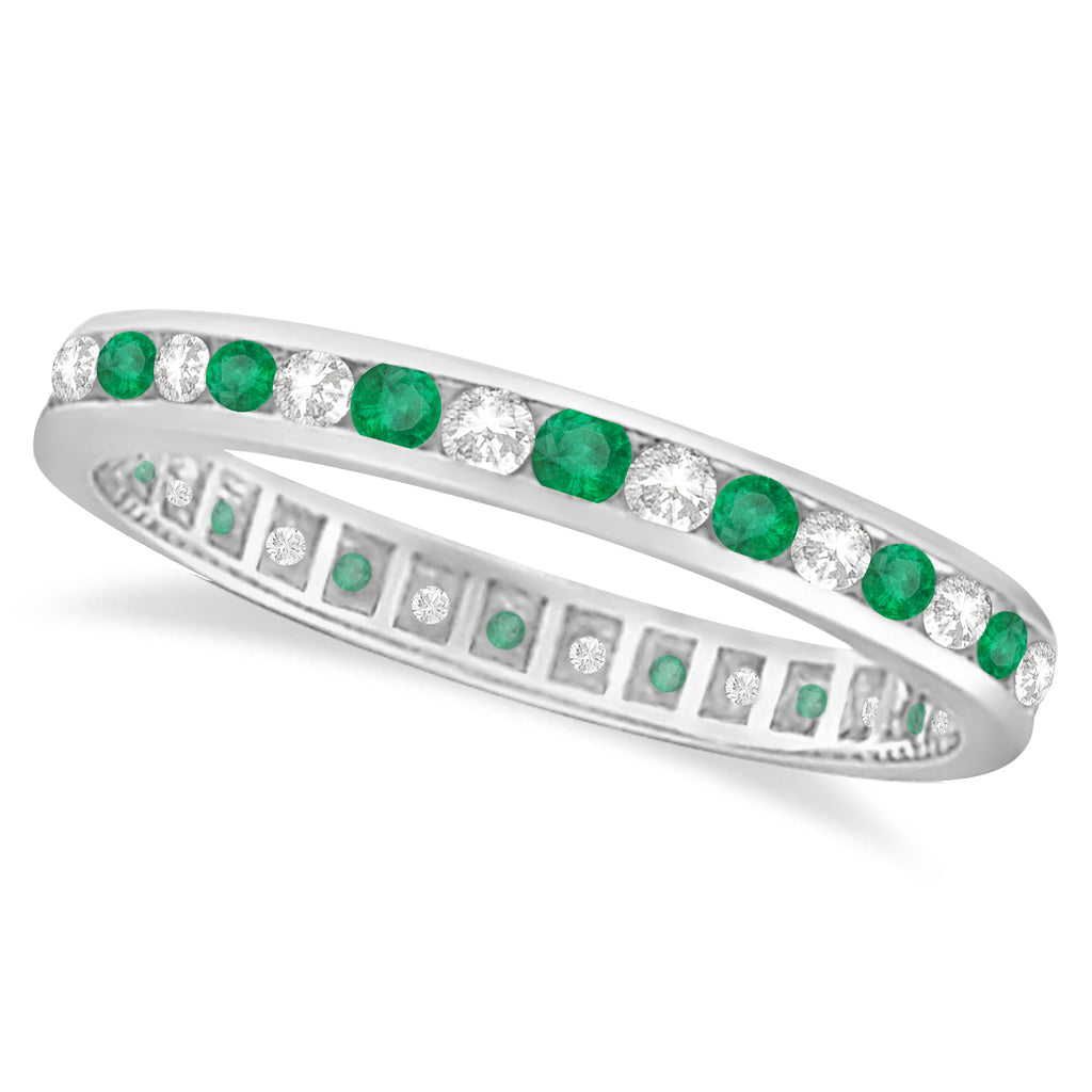 Emerald & Diamond Channel Set Eternity Band Ring (1.04ct)