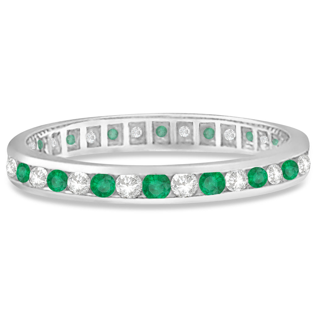 Emerald & Diamond Channel Set Eternity Band Ring (1.04ct)