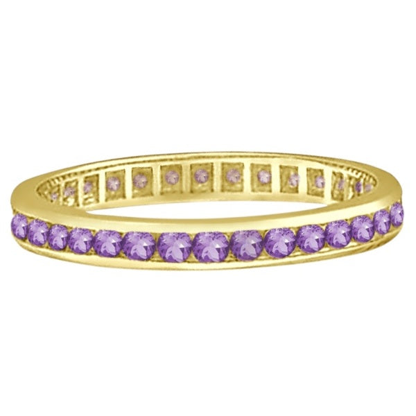 Amethyst Channel Set Eternity Ring Band 14k Yellow Gold (1.00ct)