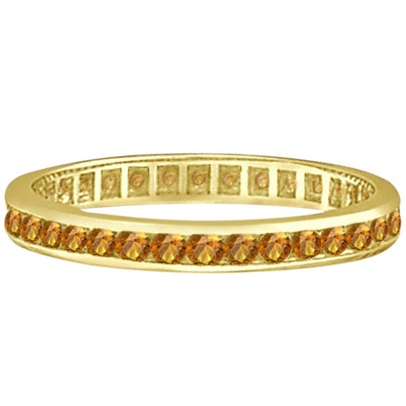 Citrine Channel-Set Eternity Ring Band 14k Yellow Gold (1.04ct)