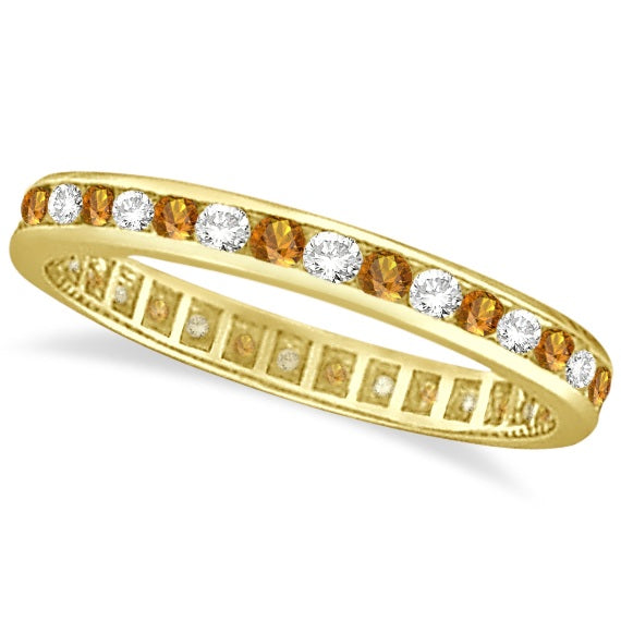 Citrine & Diamond Channel-Set Eternity Ring 14k Yellow Gold (1.00ct)