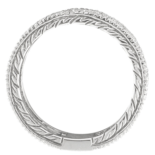 Antique Style Diamond Eternity Ring Wide Band 14k White Gold (0.66ctw)