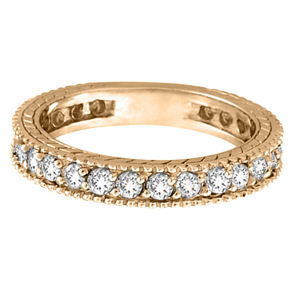 Diamond Eternity Milgrain Edged Ring Band 14k Rose Gold (1.00ct)