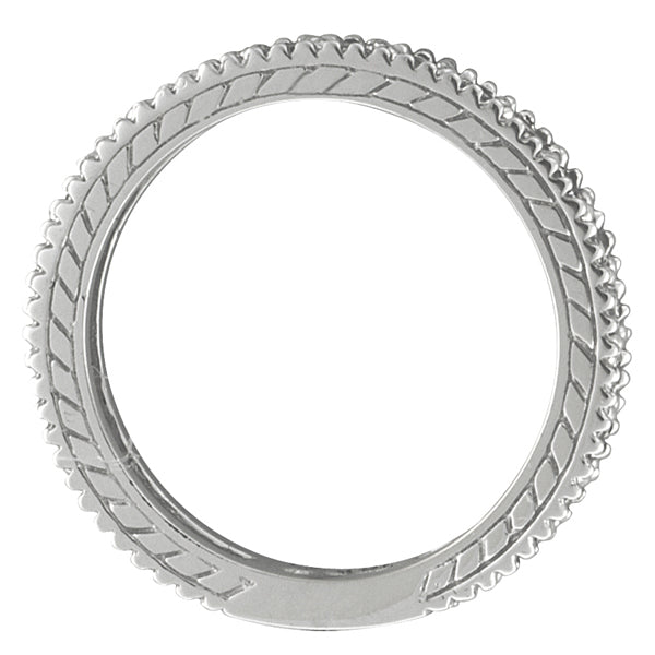 Diamond and Emerald Anniversary Ring Band in 14k White Gold (1.08 ctw)