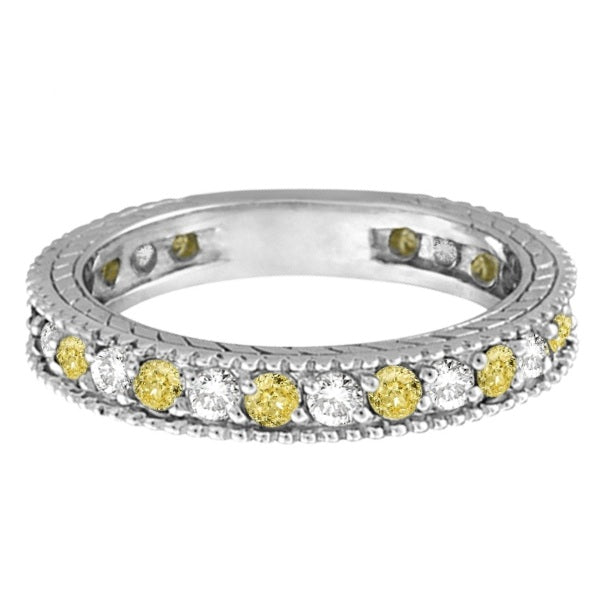 Fancy Yellow Canary & White Diamond Eternity Ring 14k Gold (1.00ct)
