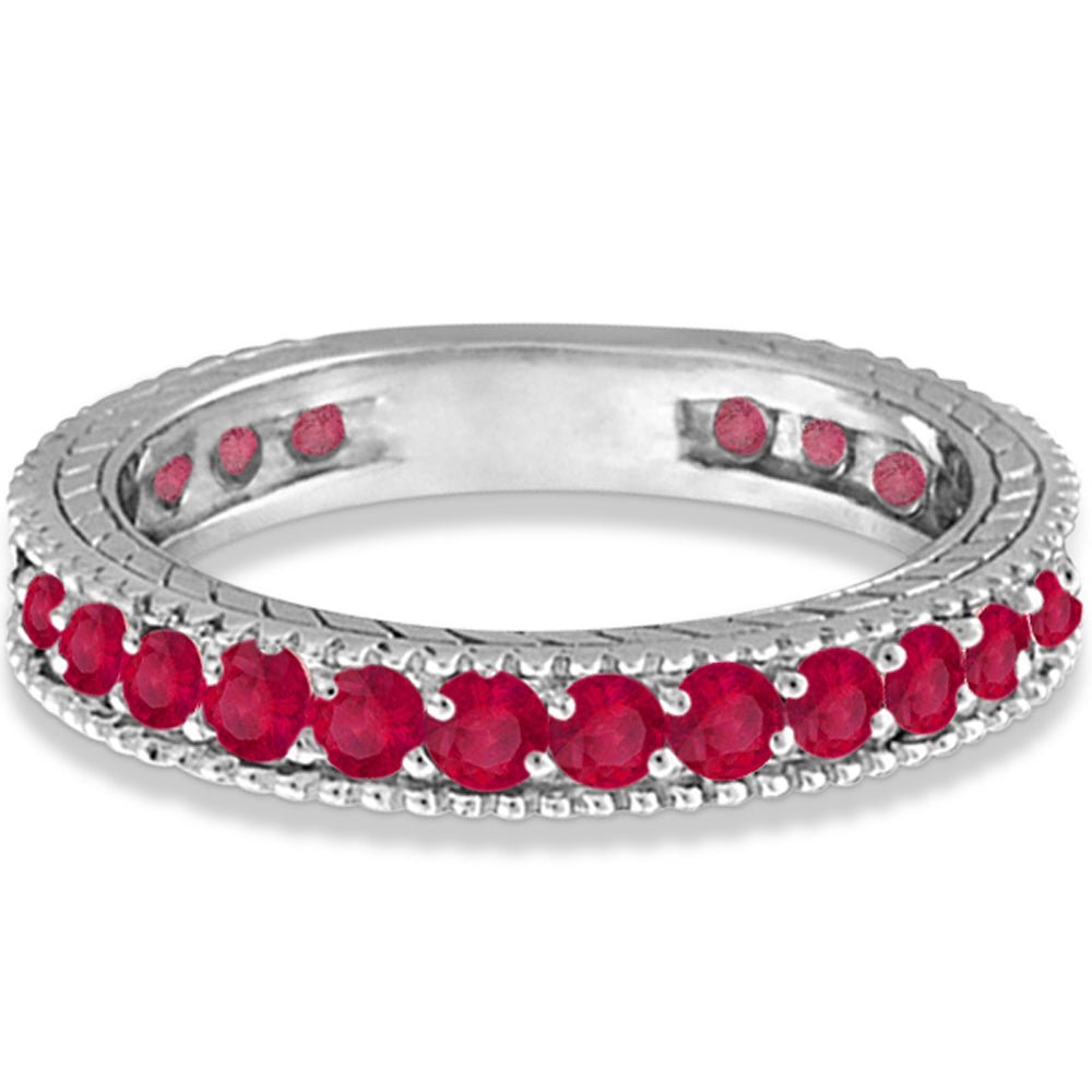 Ruby Eternity Ring Anniversary Ring Band 14k White Gold (1.16ct)