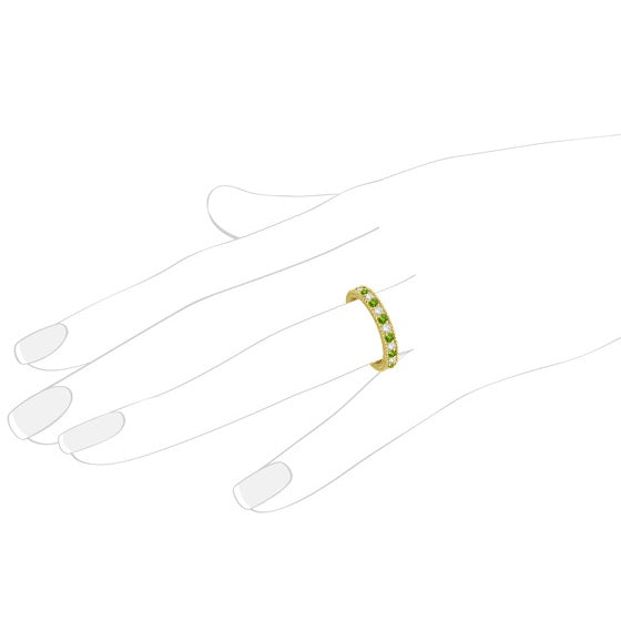 Diamond & Peridot Eternity Ring Band 14k Yellow Gold (1.08ct)