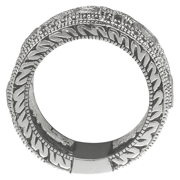 Round & Princess Eternity Diamond Byzantine Ring 14k White Gold (1.72ct)